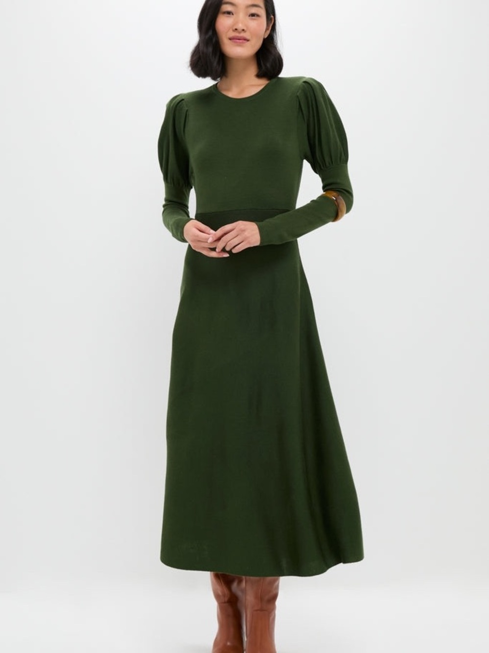 Pomander Place Tuckernuck Brielle Sweater Dress Olive Green Size Medium MIDI